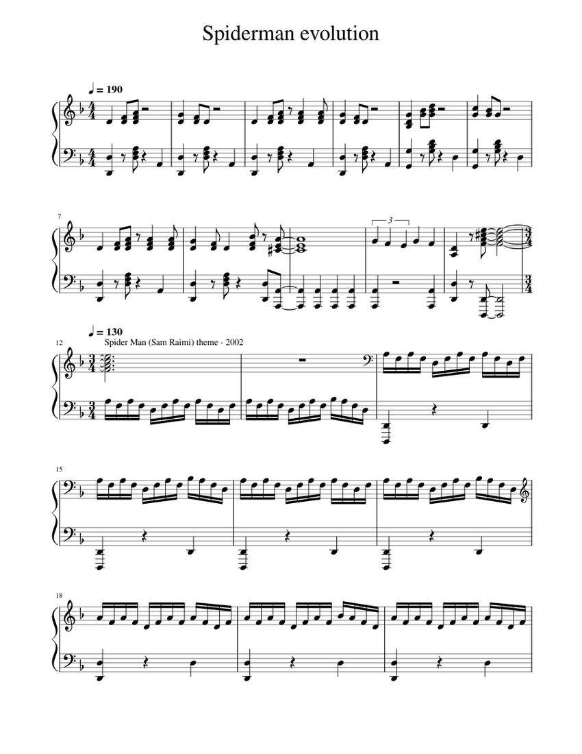 Spiderman evolution Sheet music for Piano (Solo) | Musescore.com