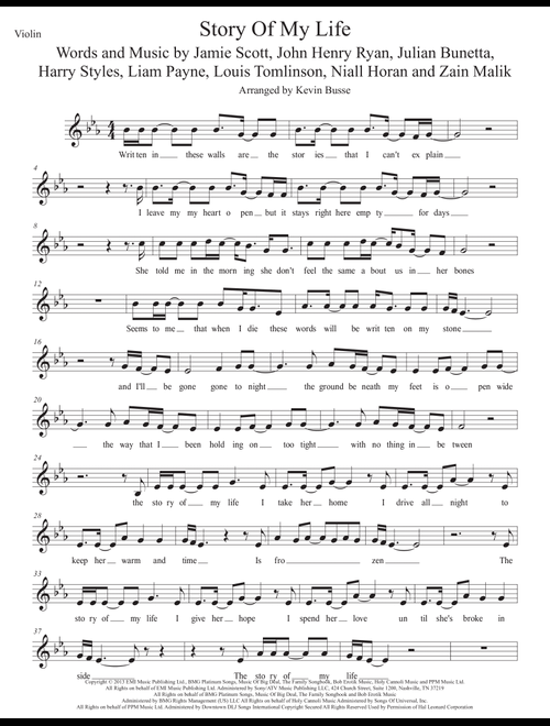 Story Of My Life (Arr. Kevin Busse) - One Direction (Violin Solo)