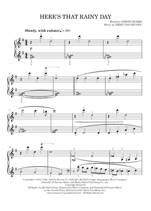 Play Official version of Here's that rainy day Sheet Music by