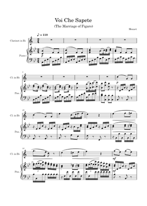 Voi che sapete – Wolfgang Amadeus Mozart Sheet Music for Piano, Flute ...