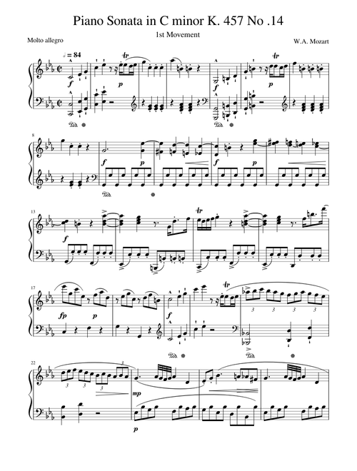 Mozart - Piano Sonata in C minor K 457 No. 14 1st movement