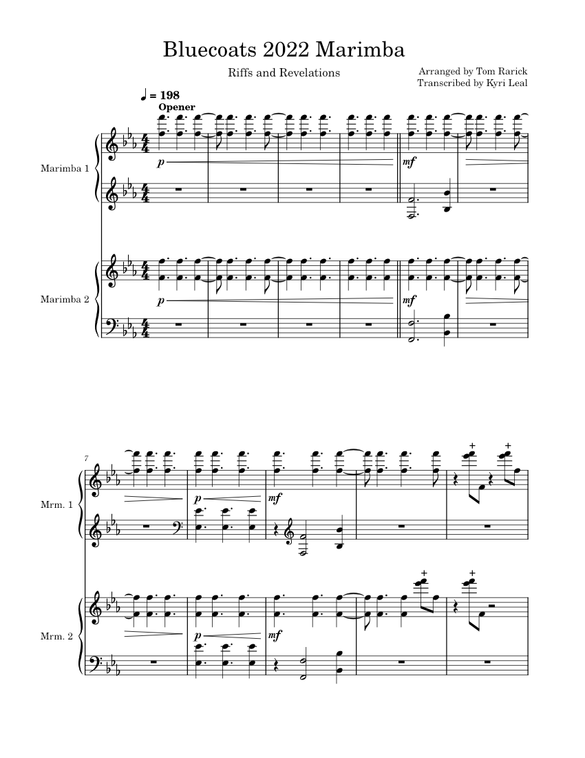 Bluecoats 2022 Marimba Sheet music for Marimba (Drum Corps (Modern