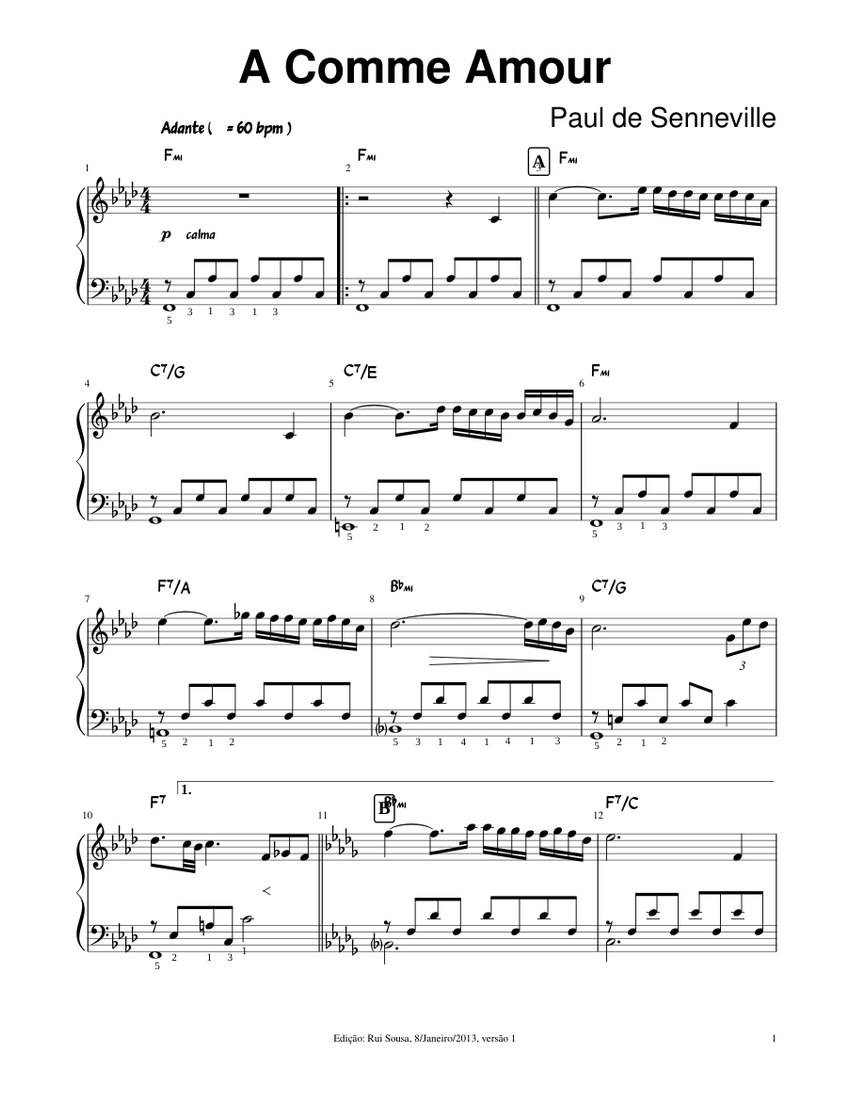 A Comme Amour Sheet music for Piano (Solo)