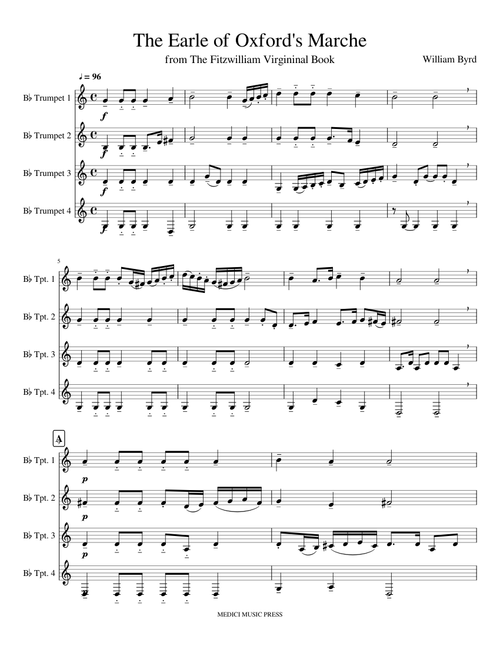 The Earle of Oxford's Marche Trumpet  (Horn Transposed)