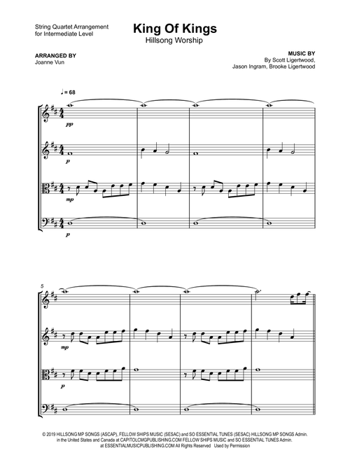 King Of Kings (Arr. JOM Score Studio) - Hillsong Worship (String Quartet)