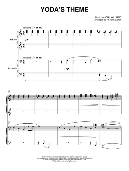 Yoda's Theme (from Star Wars: The Empire Strikes Back) (arr. Phillip Keveren) - John Williams (Piano Duet)