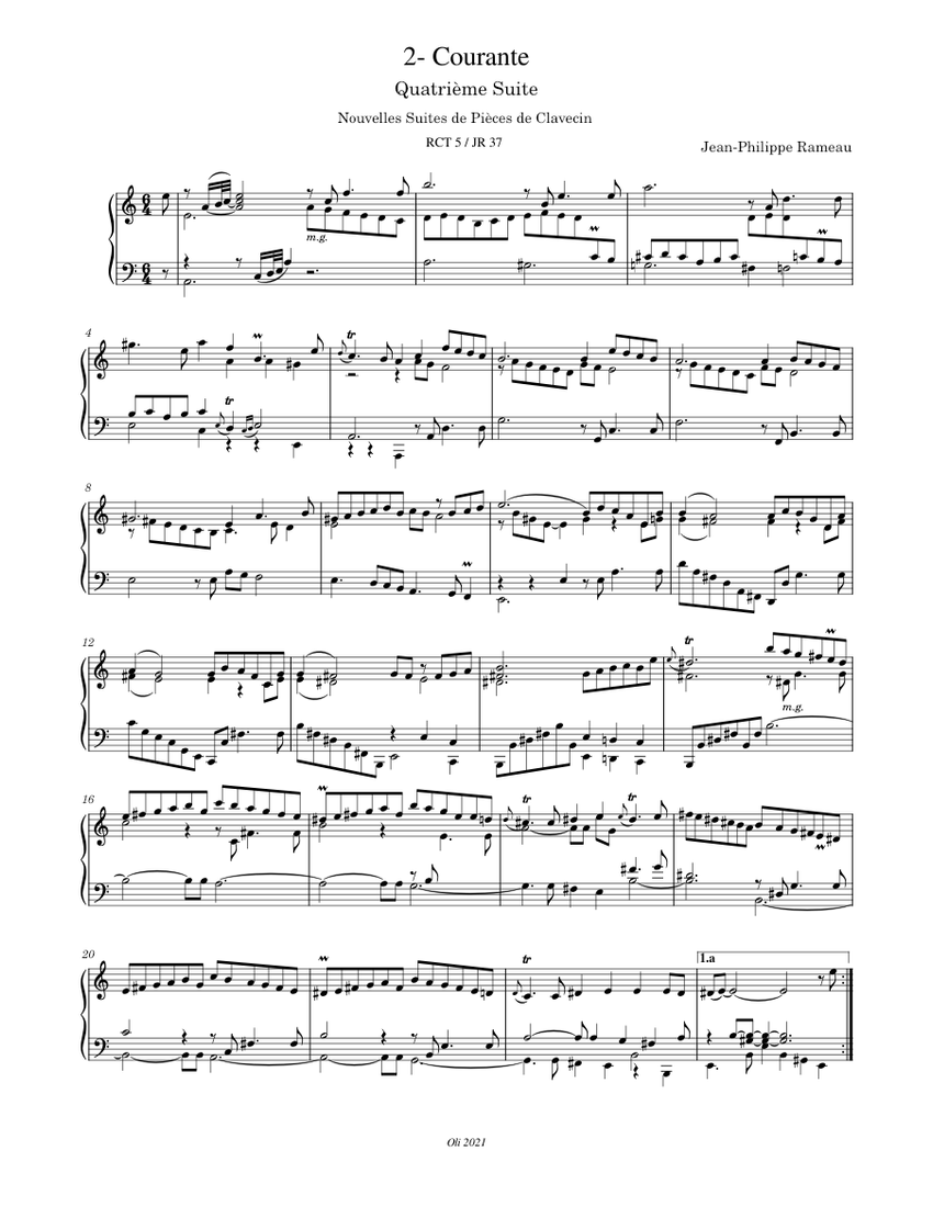 Quatrième Suite – 2 - Courante – Rameau, Jean-Philippe Sheet