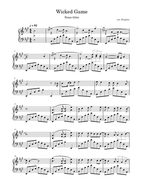 Wicked Game / Arr. Brigitte