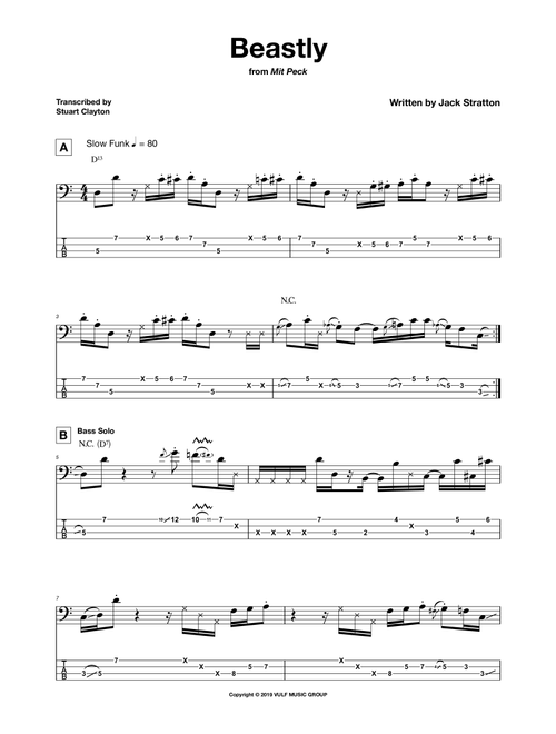 Beastly (Arr. Stuart Clayton/Bassline Publishing) - Vulfpeck (Bass Tab)