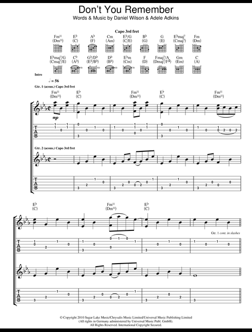 Don't You Remember - Adele (Guitar Tab)