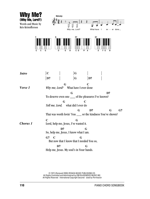 Why Me? (Why Me, Lord?) - Kris Kristofferson (Piano Chords-Lyrics)