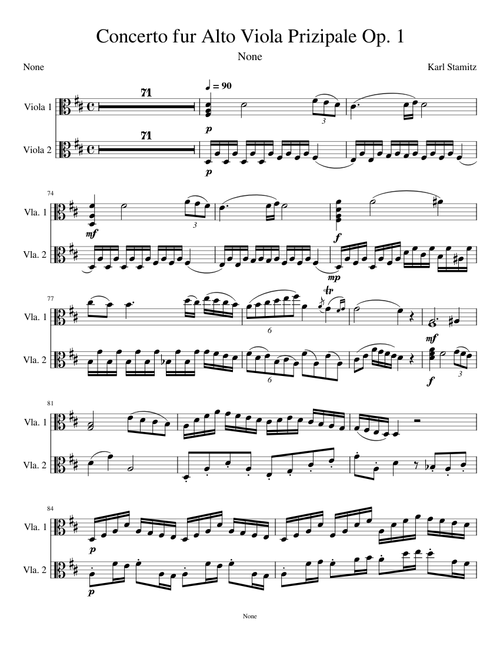Concerto fur Alto Viola Prizipale Op. 1 1st Movement Duet