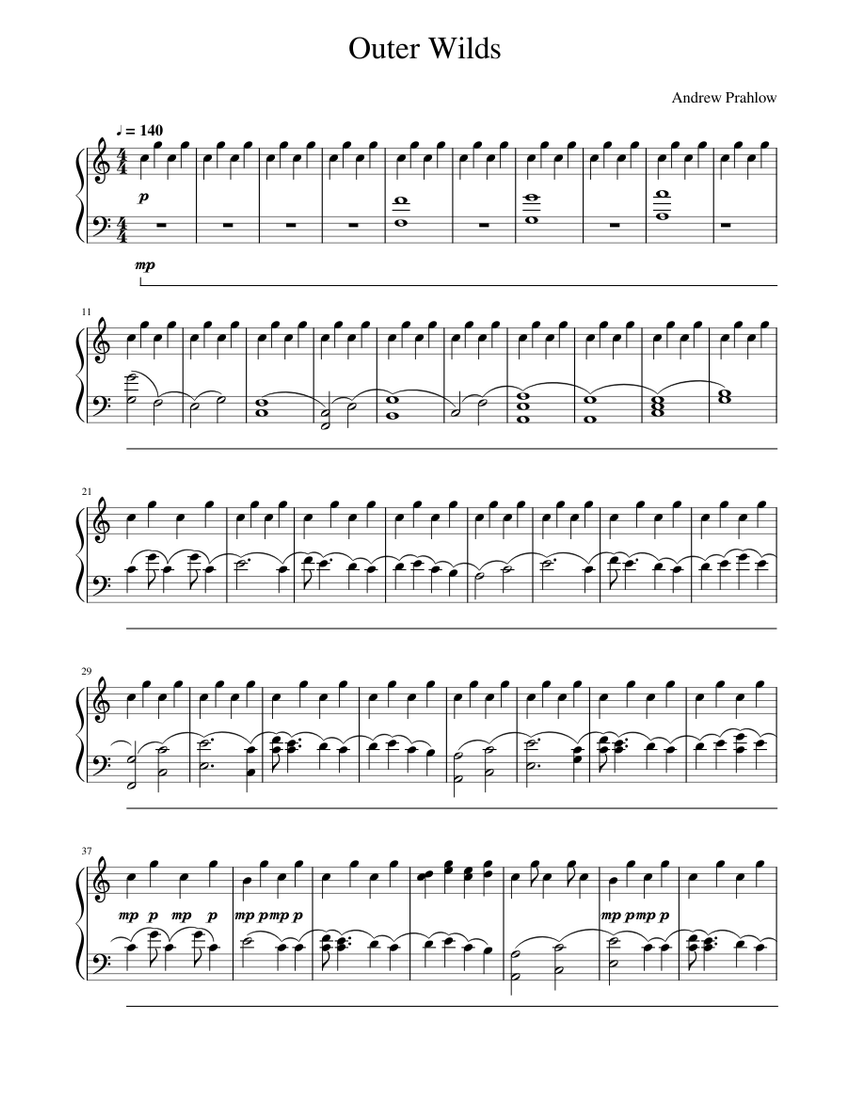 Outer Wilds Credits Theme Sheet Music For Piano Solo Musescore