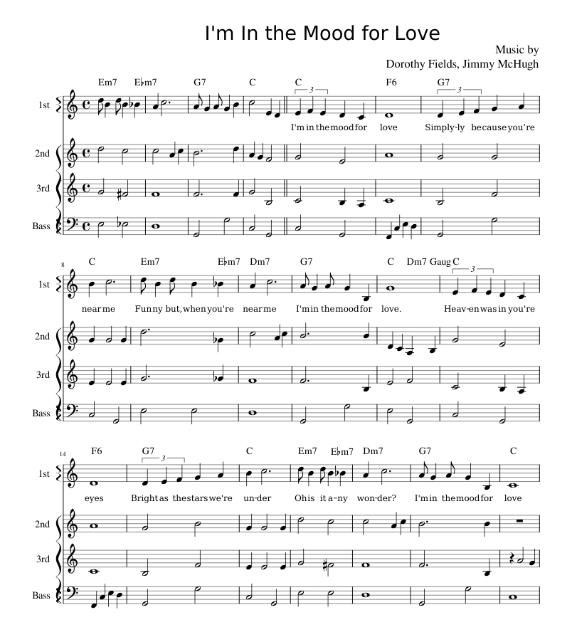 I'm In The Mood For Love Sheet Music with Chords for Accordion