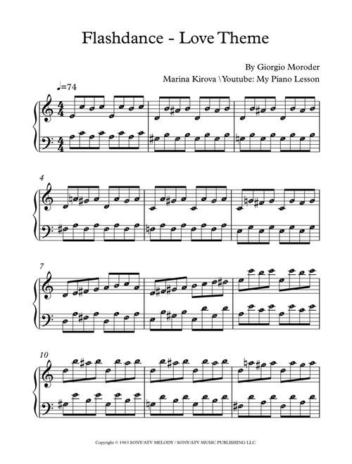 Flashdance - Love Theme (Arr. Marina Kirova) - Giorgio Moroder (Piano Solo)