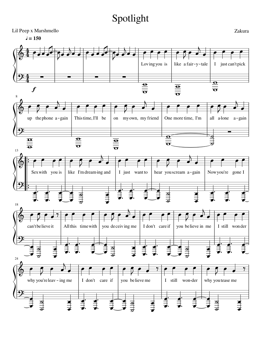 Lil peep piano sheet music top