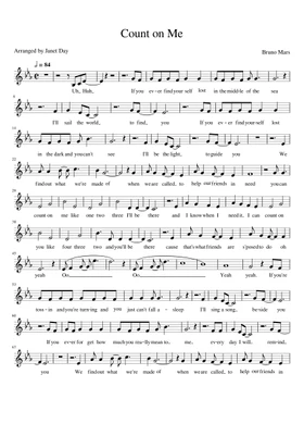Free Count On Me By Bruno Mars Sheet Music Download Pdf Or Print On Musescore Com