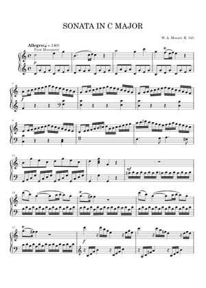Piano Sonata No.16 in C major, K.545 – Wolfgang Amadeus Mozart Sheet ...