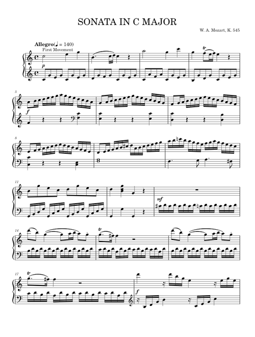 Piano Sonata No.16 in C major, K.545 - Wolfgang Amadeus Mozart (Piano Solo)