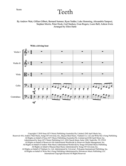 Teeth (Arr. Ellen Harle) - 5 Seconds Of Summer (String Ensemble)