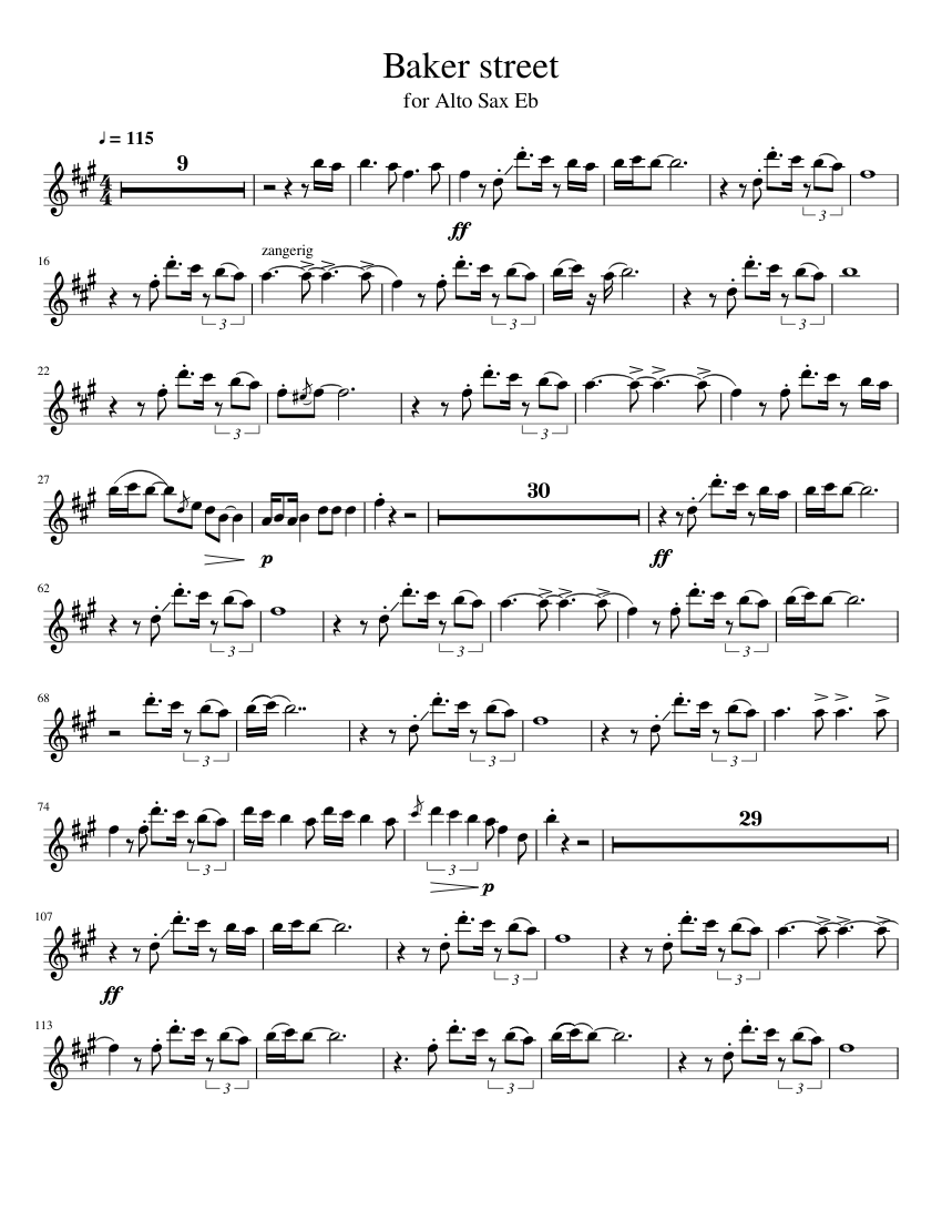 Baker street for Alto Sax Sheet music for Saxophone alto Solo Musescore