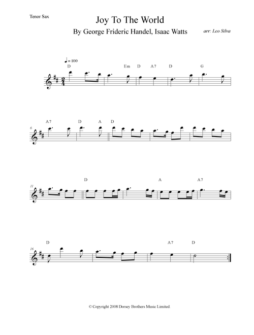 Joy To The World (Arr. Leo Silva) - George Frideric Handel, Isaac Watts (Tenor Sax Solo)