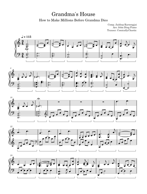 Grandma's House – Jaithep Raroengjai (How to Make Millions Before Grandma Dies) [Piano Solo]
