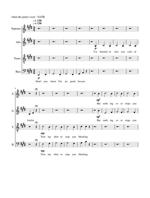 Billie Eilish - when the party's over Acapella (SATB)