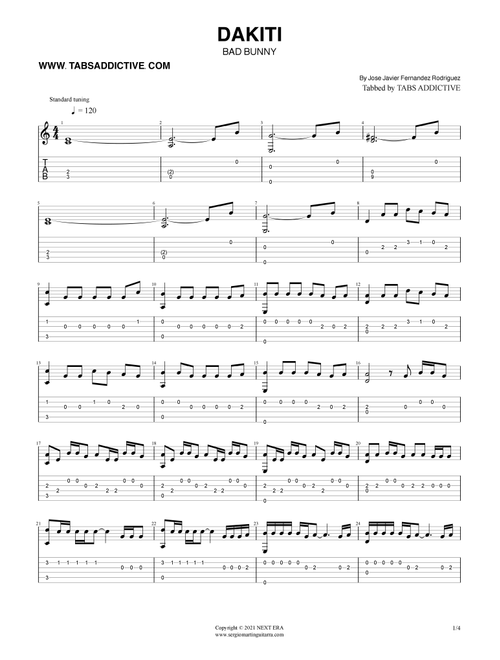 Dakiti (Arr. TABS ADDICTIVE) - Bsno (Solo Guitar)
