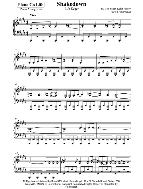 Shakedown (Arr. Piano Go Life) - Bob Seger (Piano Solo)