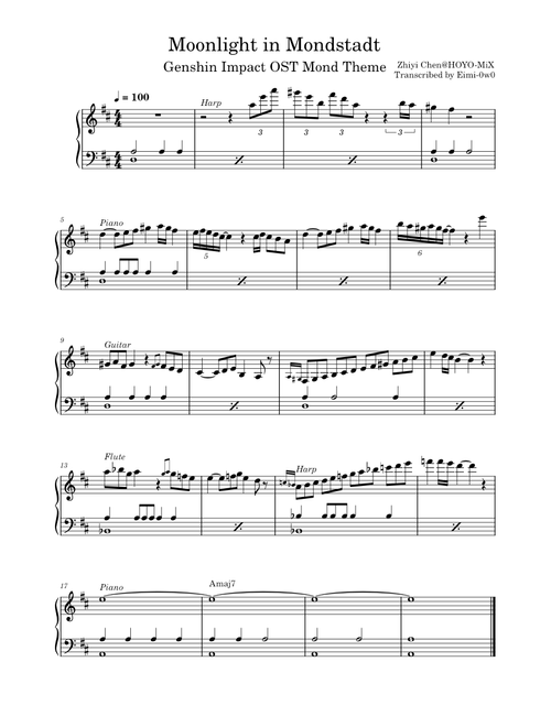 Moonlight in Mondstadt - Genshin Impact Mondstadt City Theme