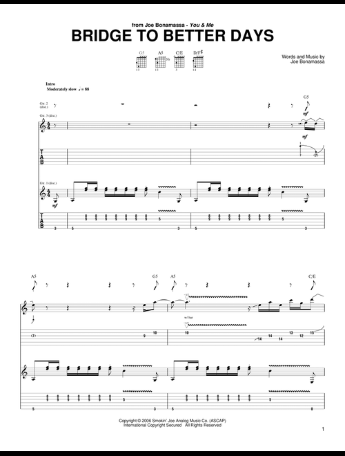 Bridge To Better Days - Joe Bonamassa (Guitar Tab)