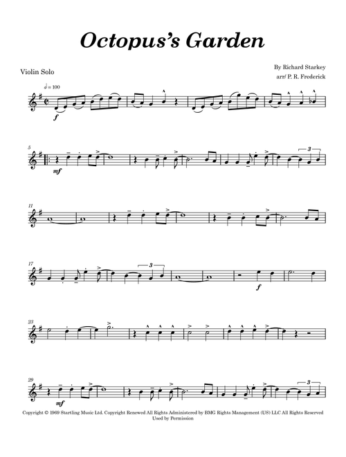 Octopus's Garden (Arr. P. R. Frederick) - The Beatles (Violin Solo)