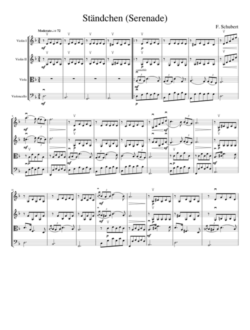 Serenade by Schubert for String Quartet