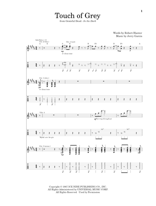 Touch Of Grey - Grateful Dead (Guitar Tab)