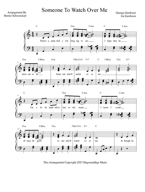 Someone To Watch Over Me (Arr. Bernie Schweickart) - Various (Piano-Vocal-Guitar (Piano Accompaniment))