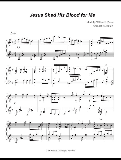 Jesus Shed His Blood for Me (Piano Hymn Arrangement) (Arr. Jinnie J) - William H. Doane (Piano Solo)