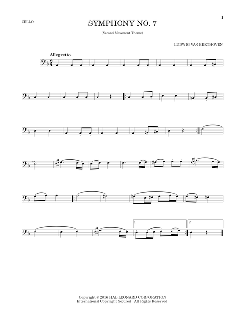Symphony No. 7 In A Major, Second Movement (Allegretto) - Ludwig Van Beethoven (Cello Solo)