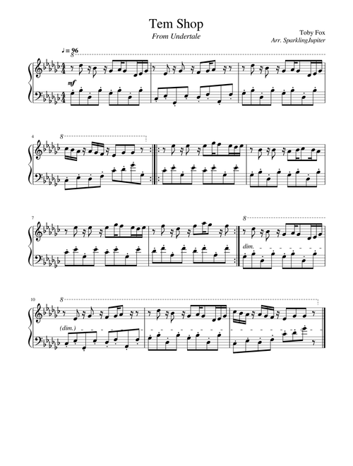 Tem Shop - Undertale (Piano)