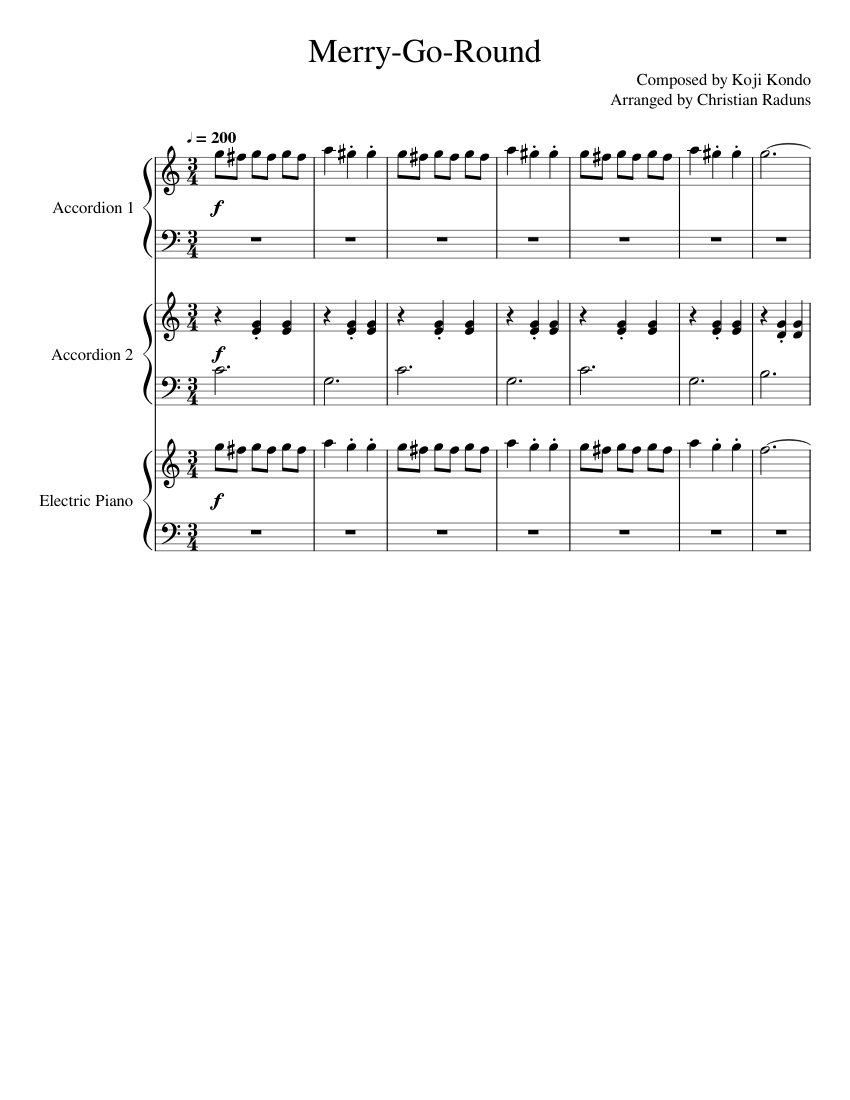 Merry-Go-Round (Super Mario 64) Sheet Music for Piano, Accordion