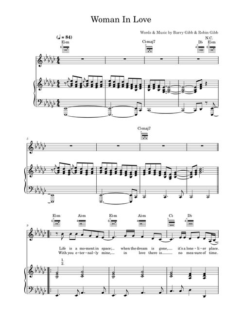 Woman in love - Barbra Streisand (Piano-Vocal-Guitar (Piano Accompaniment))