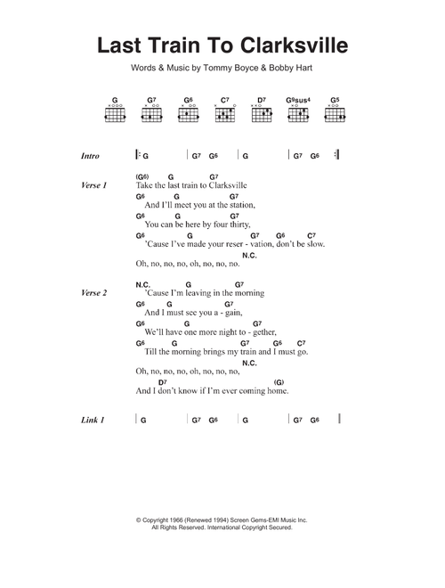 Last Train To Clarksville - The Monkees (Guitar Chords-Lyrics)