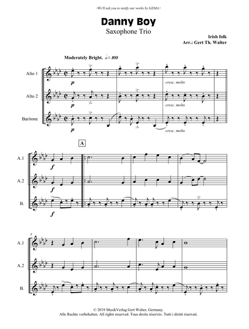 Danny Boy (Arr. Gert Th. Walter) - Traditional (Woodwind Ensemble)