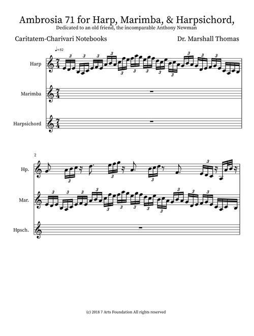 Ambrosia 71 for Harp, Marimba, & Harpsichord, - Celebrity Chamber Players (Small Ensemble)
