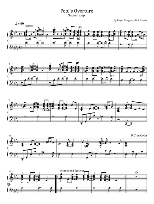 Fool's Overture (Arr. poon) - Supertramp (Piano Vocal)