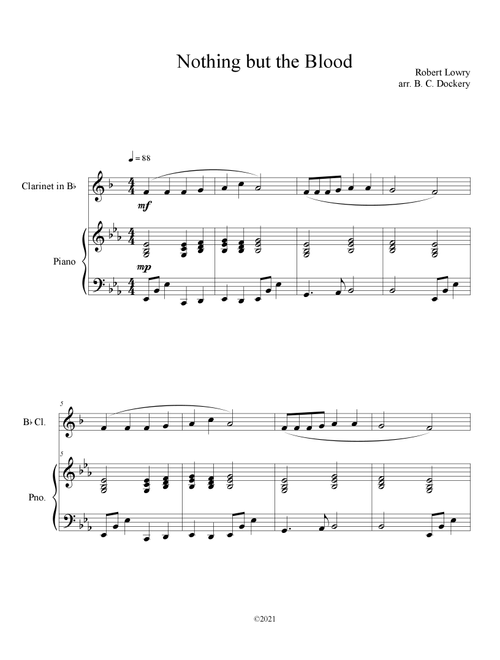 Nothing But the Blood (Clarinet Solo with Piano Accompaniment) (Arr. B. C. Dockery) - Robert Lowry (Clarinet and Piano)