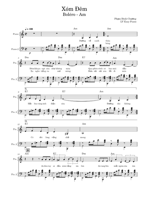 P-10 - Phạm Đình Chương - Xóm Đêm - Piano Accomp - Am