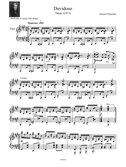 DUVIDOSO  Tango  by Ernesto Nazareth  (1923)