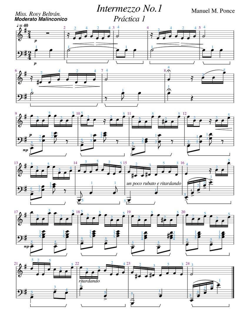 Intermezzo No.1 Práctica 1 Sheet music for Piano (Piano Duo)