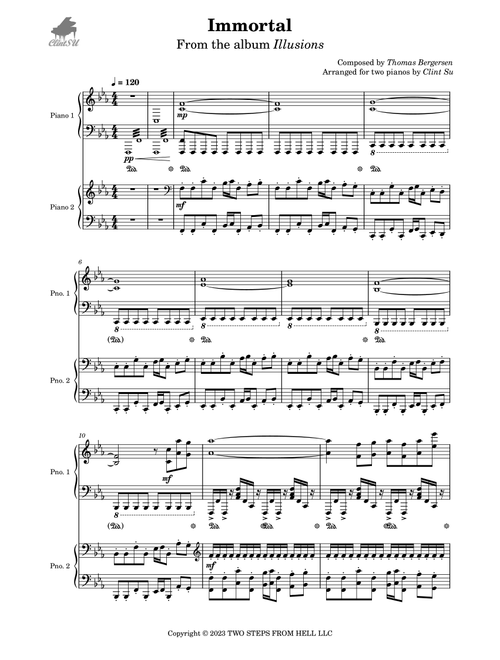 Immortal (Arr. Clint Su) - Thomas Bergersen (Piano Duet)